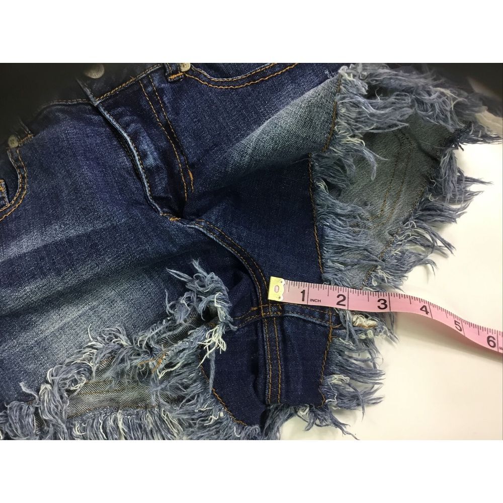 Celebrity Pink Denim booty Shorts Womens Size 1 distressed med rise Waist 26 - Picture 7 of 9